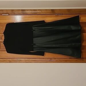 Calvin Klein sexy high neck fit and flare dress with full pleather skirt